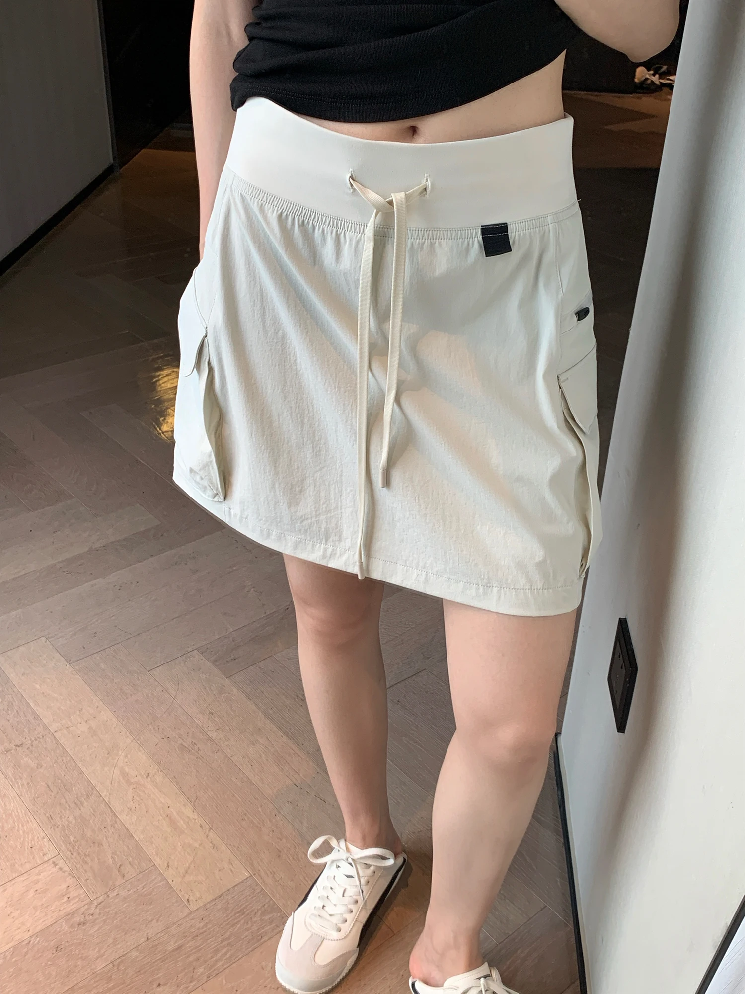 

Qui Dry Outdoor Women's Skirt A-Line Spor Sle with Dstring Comfortable Polyester Fiber f-length Skirt