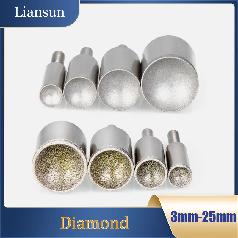 1pcs Diamond Spherical Concave Grinding Head Coarse/Fine Grit Concave Cylindrical Grinding Head 3mm – 25mm For Amber and Jadeite