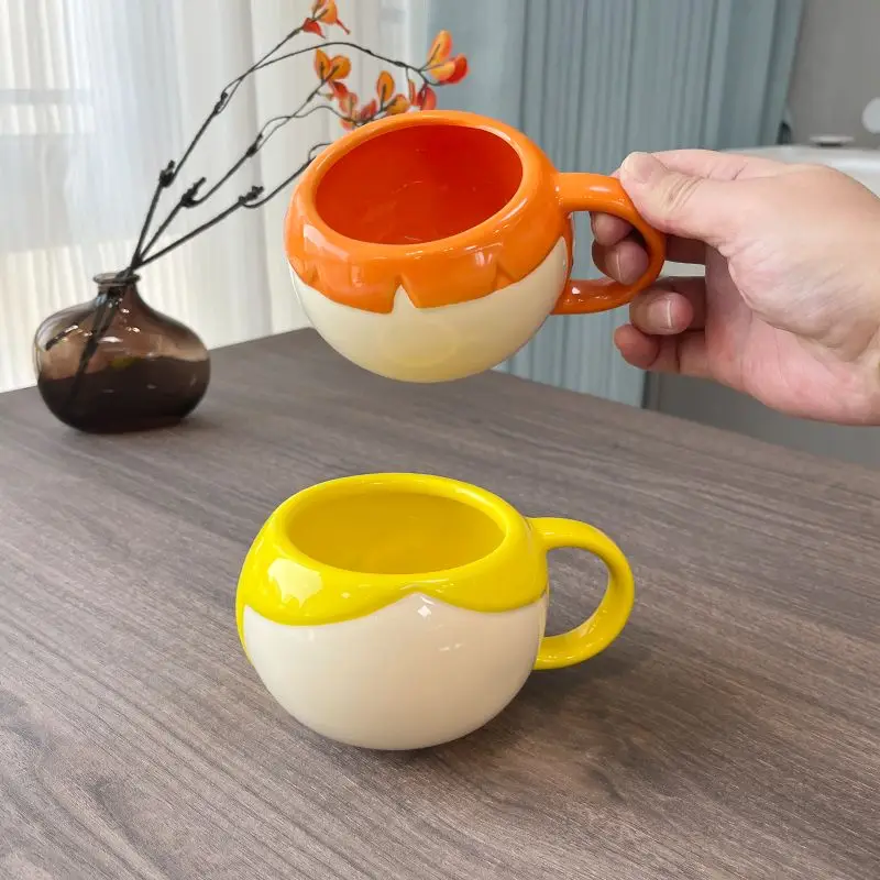 Creative Color Blocked Ceramic Mug,cartoon Water Cups, Office Breakfast Milk Cup, High-value Coffee Mugs, Christmas Gift Tea Cup