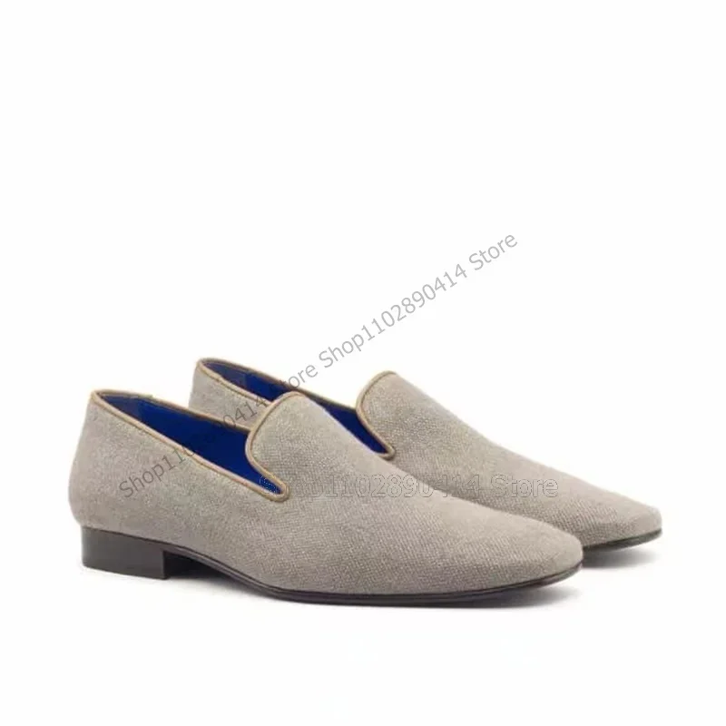 

Gray Square Toe Knitted Loafers Fashion Comfort Slip On Men Casual Shoes Luxury Handcraft Party Feast Banquet Office Men Shoes
