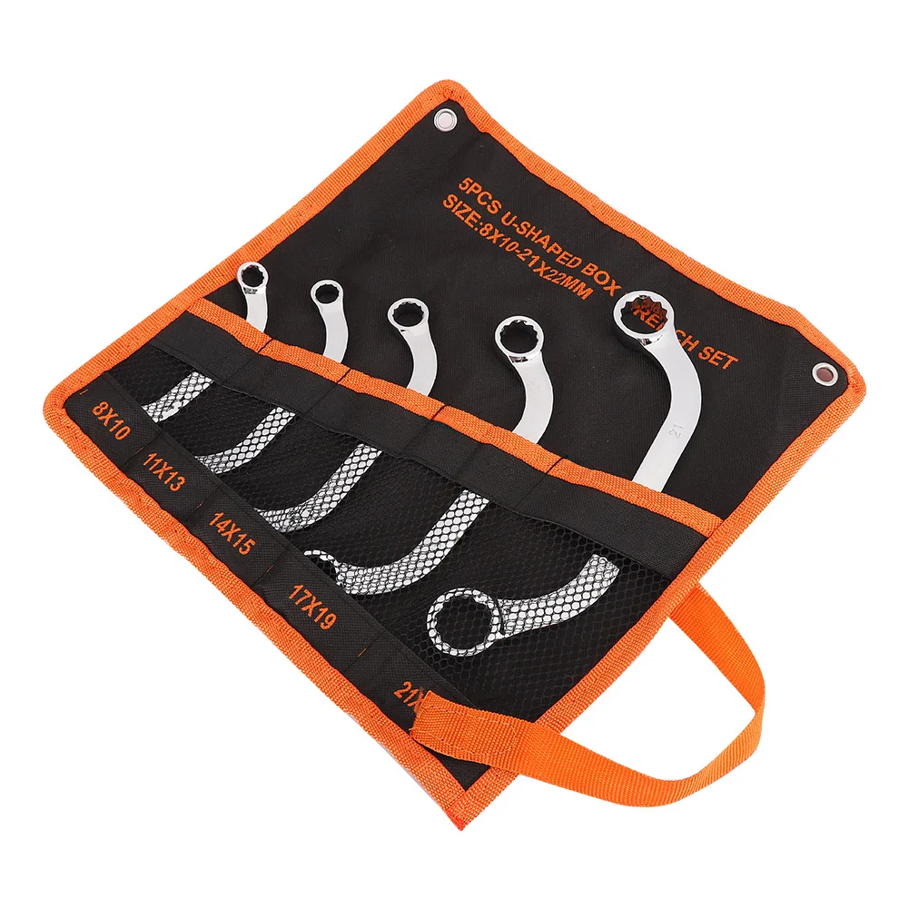

5Pcs/Set 45# Steel 12-Point Double End Wrench Set - Multifunction 8-22mm Combination Spanner Toolkit