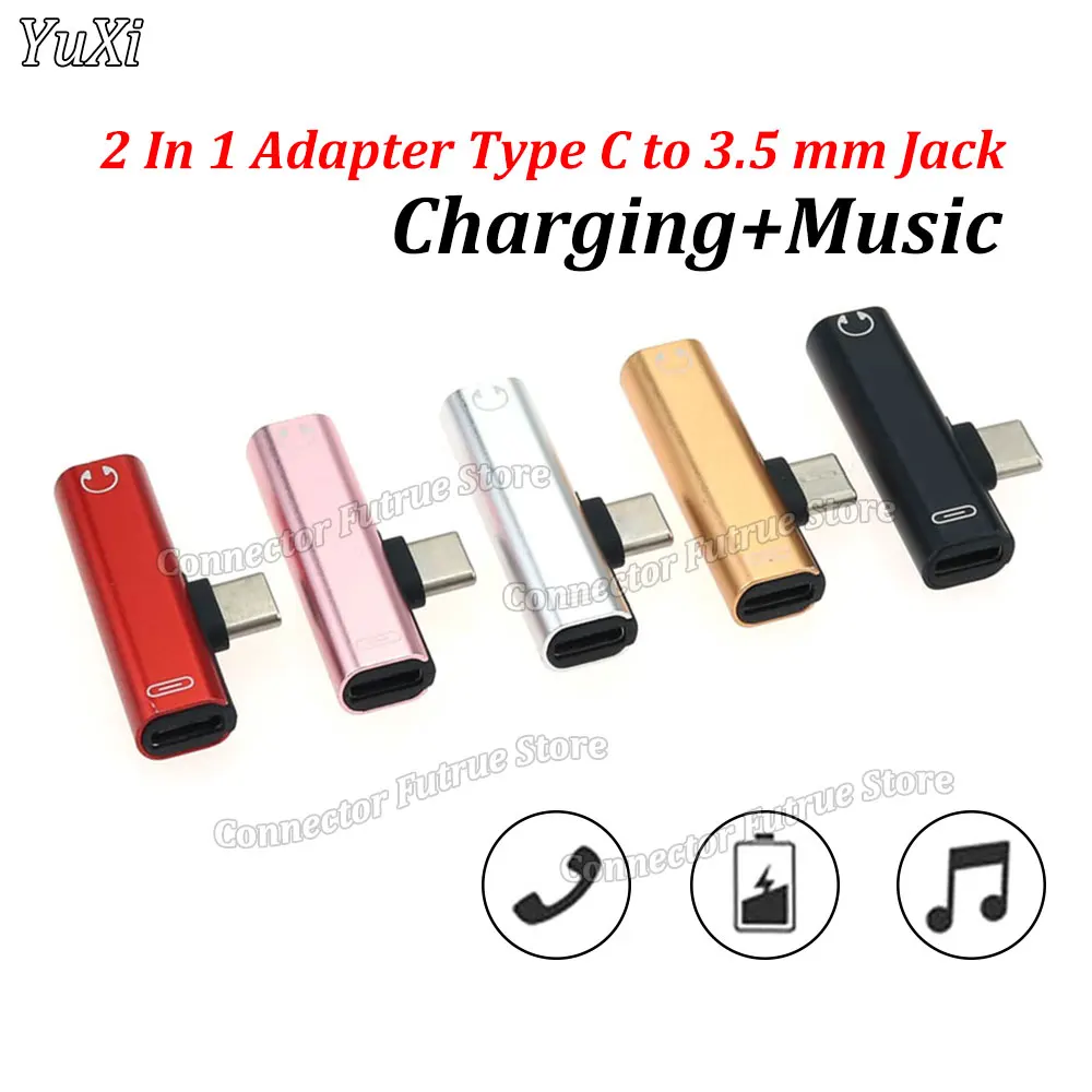 

1Pcs 2 in 1 Type C Adapter USB C to 3.5mm AUX Headphone Adapter for Xiaomi Huawei Type-C 3.5 Jack Earphone Audio Adapter