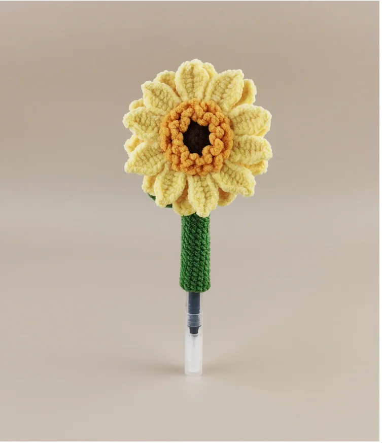 Fresh and cute sunflower flower pen set, wool crocheted, high-end gift for teacher's Day