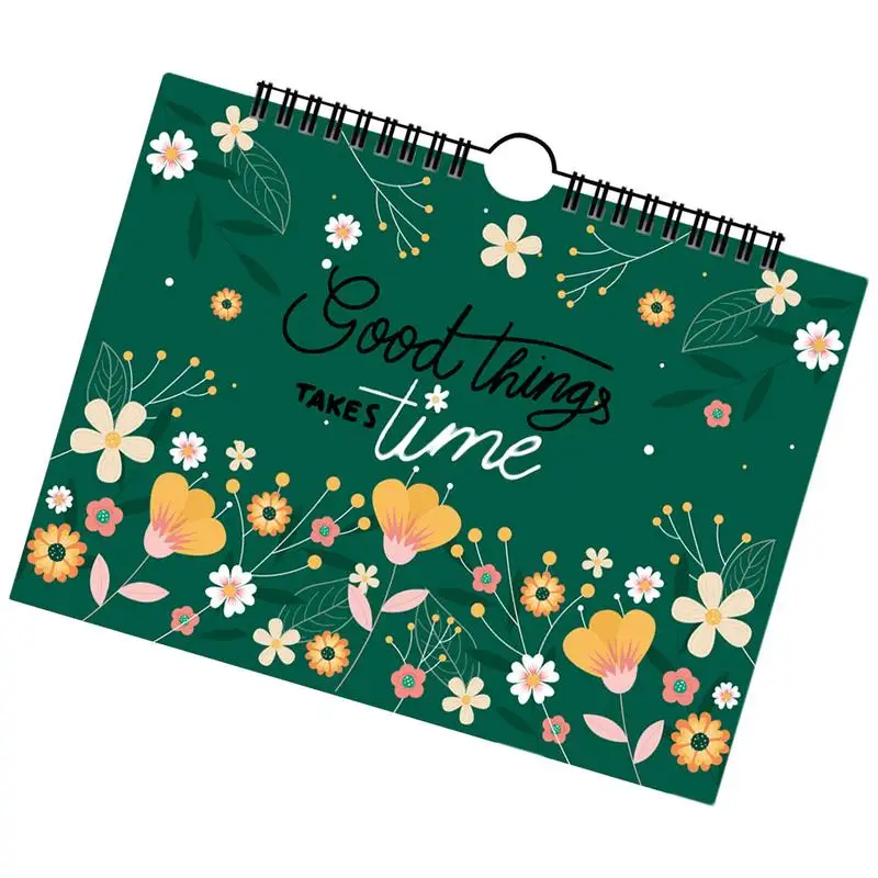 Floral Cover Planner Notebook Monthly Organizer Notebook 12-Month Work Organizer Notebook For Students