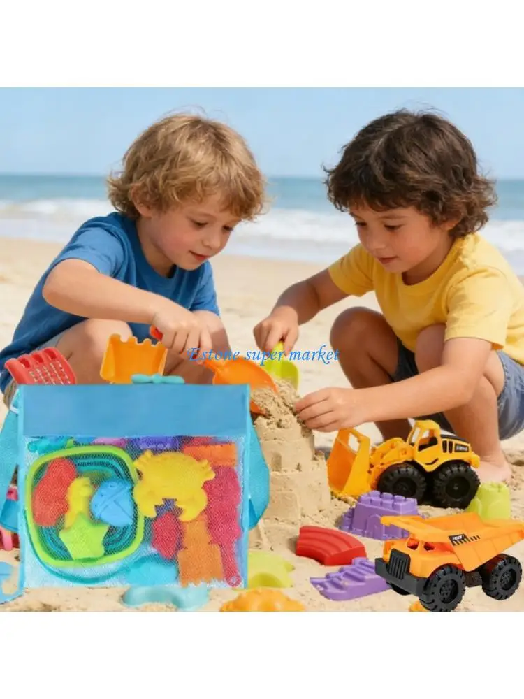 090B Vibrant 24 Pcs Beach Play Set For Kids Includes Shovels And Molds