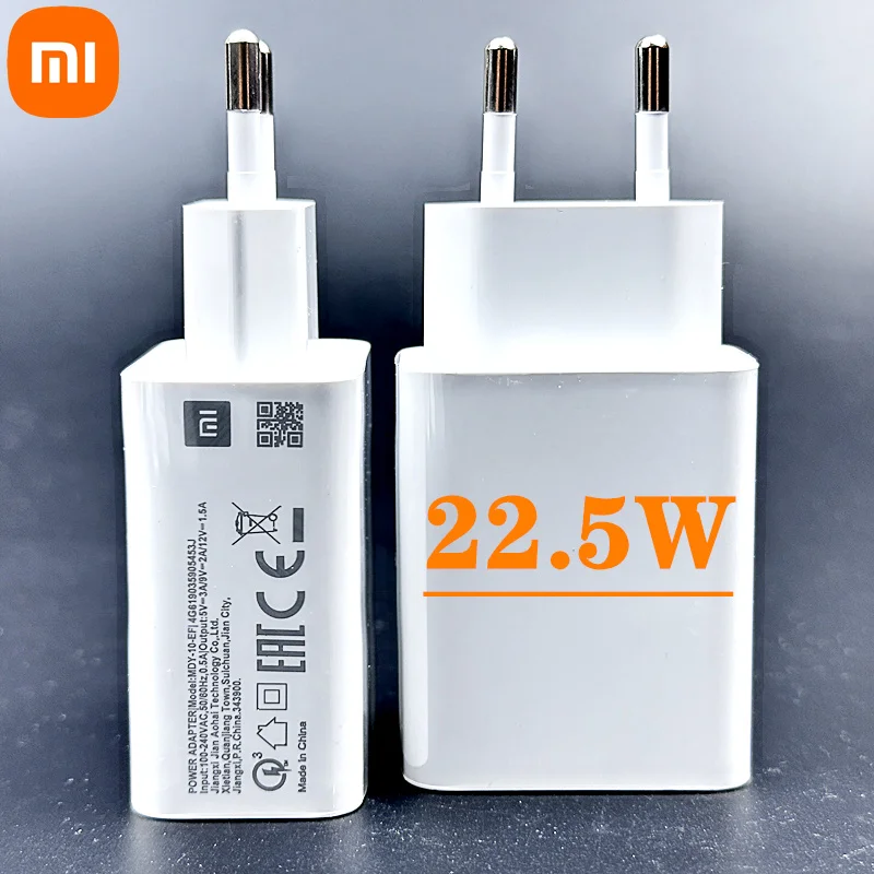 شاومي-شاحن سريع مع كبل من النوع C ، محول شحن سريع ، الاتحاد الأوروبي QC ، MI 9 ، 10 Lite ، Redmi Note 7 ، 8 ، 10 ، K20 Pro ، W