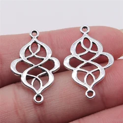 WYSIWYG 10pcs Jewelry Diy Handmade Craft Charms Antique Silver Color 17x26mm Chinese Knot Connector Connector