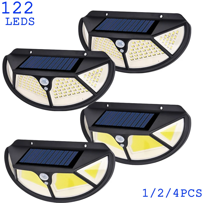 

Светодиодные уличные фонари на солнечной батарее, водонепроницаемый декоративный светильник с датчиком движения, для освещения сада, настенная лампа
