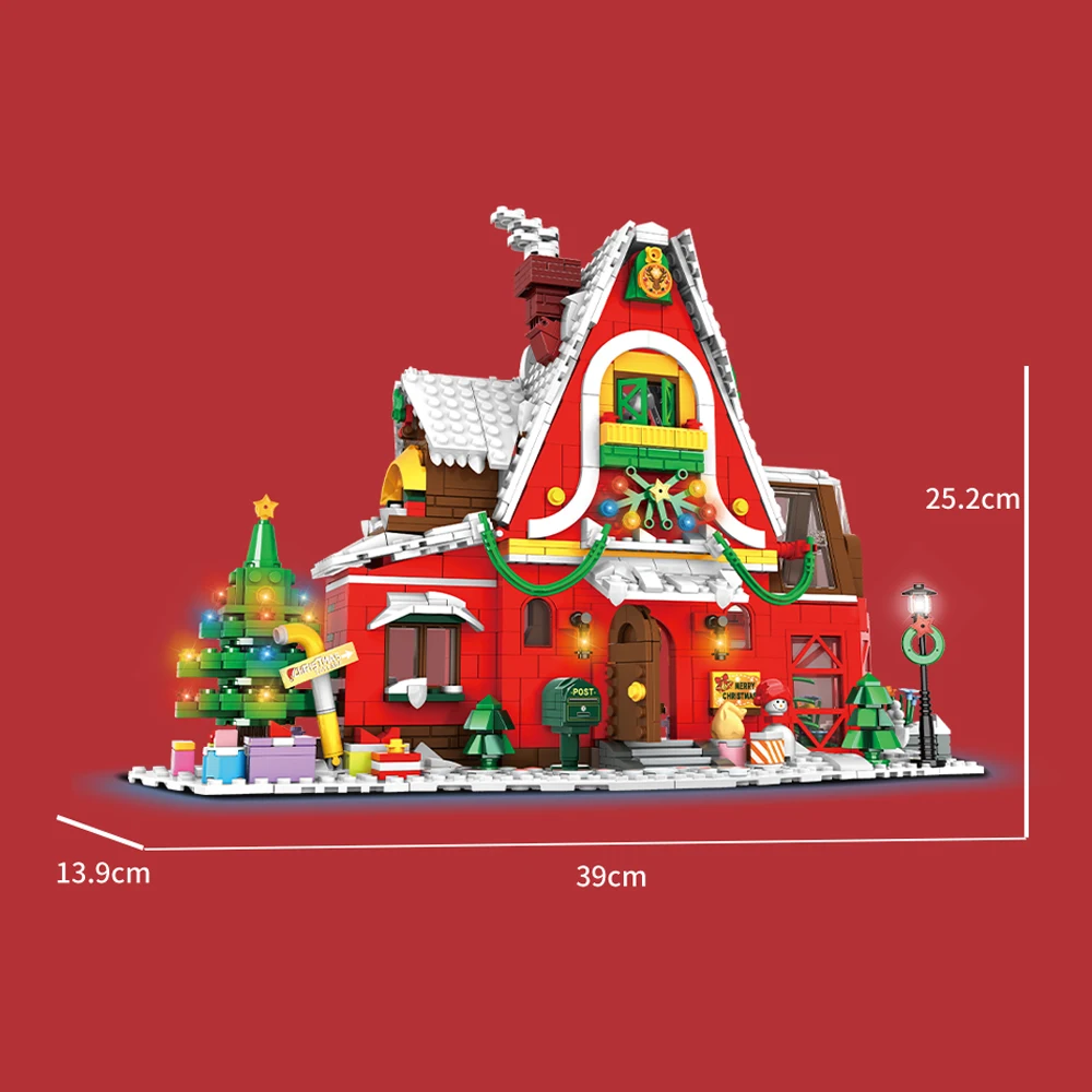 2023 City Creativity Winter Village Christmas House Christmas ART House Model Building Blocks Bricks Kids Toys Christmas Gift