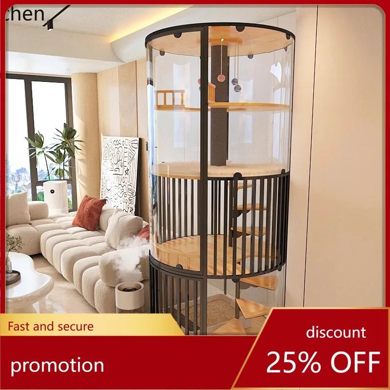 

CZ Household Cat House Extra Large Free Space Round Cat Toilet Integrated Cat Cabinet