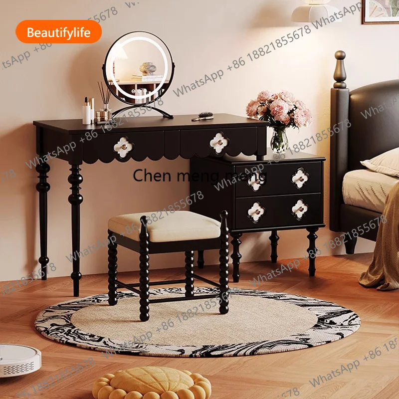 

A16 Vintage Black Vanity Table Garden Bedroom Makeup Chair Dressing Table Mirror Cosmetics Luxury Penteadeira Postmodern Furnitu