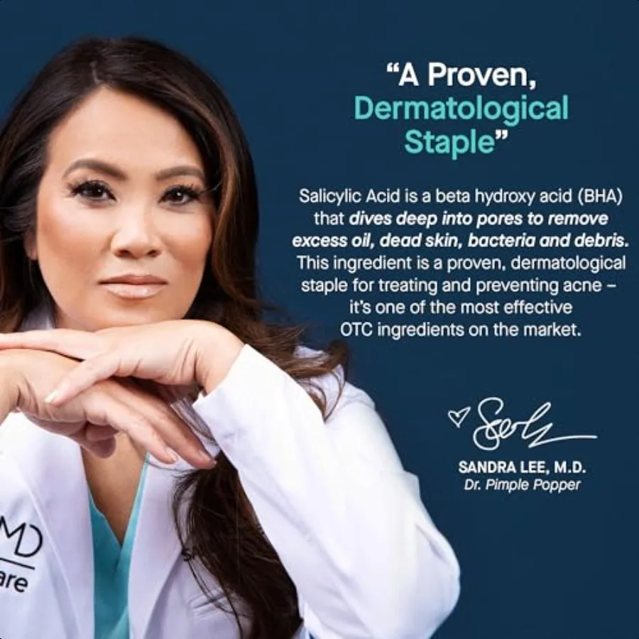 SLMD de Dr. Pimple Popper Parches para espinillas de ácido salicílico Tratan el acné y la impara la apariencia de las manchas oscuras Parche transparente fino