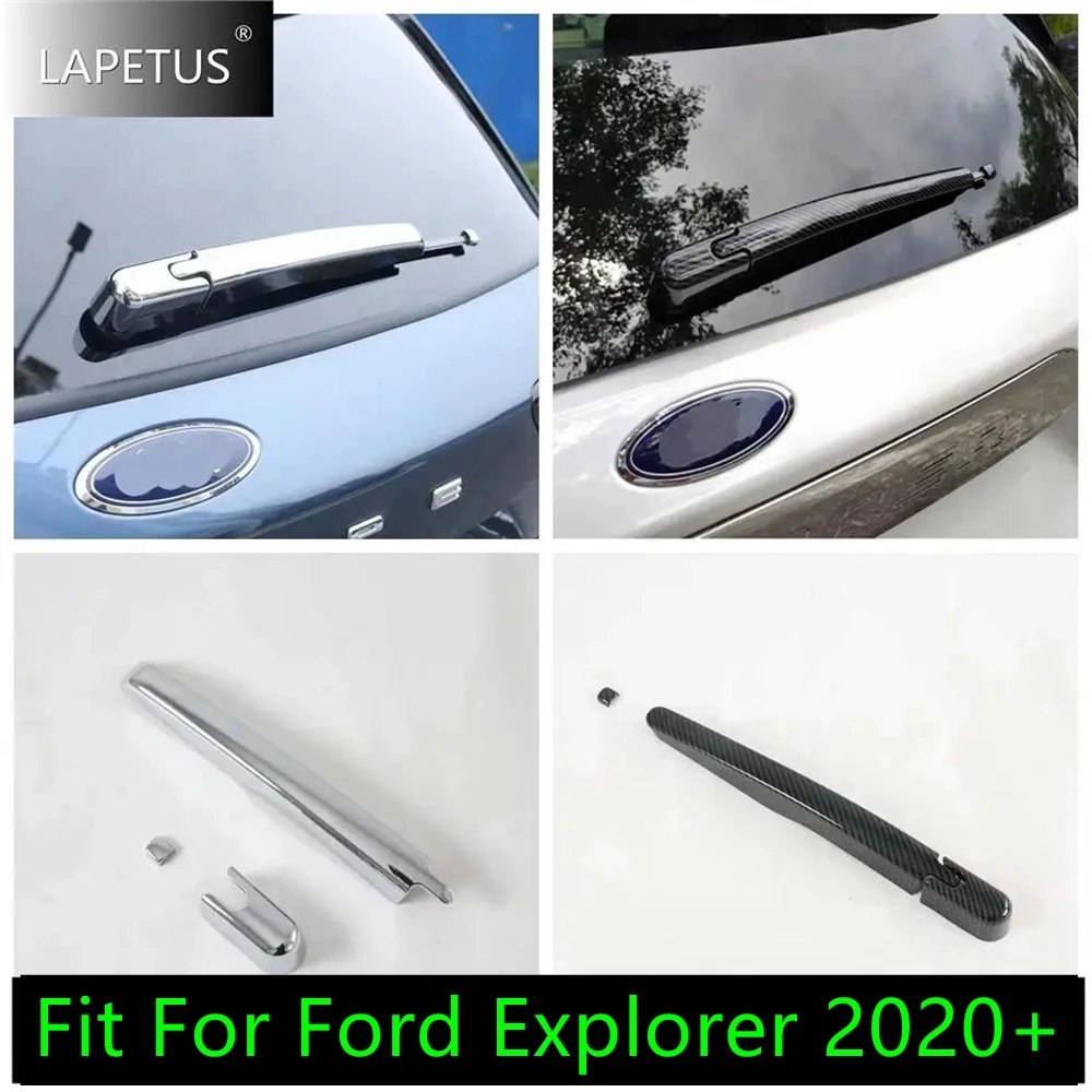 

ABS Auto Rear Windshield Window Windscreen Rain Wiper Cover Trim For Ford Explorer 2020 - 2023 Carbon Fiber / Chrome Accessories