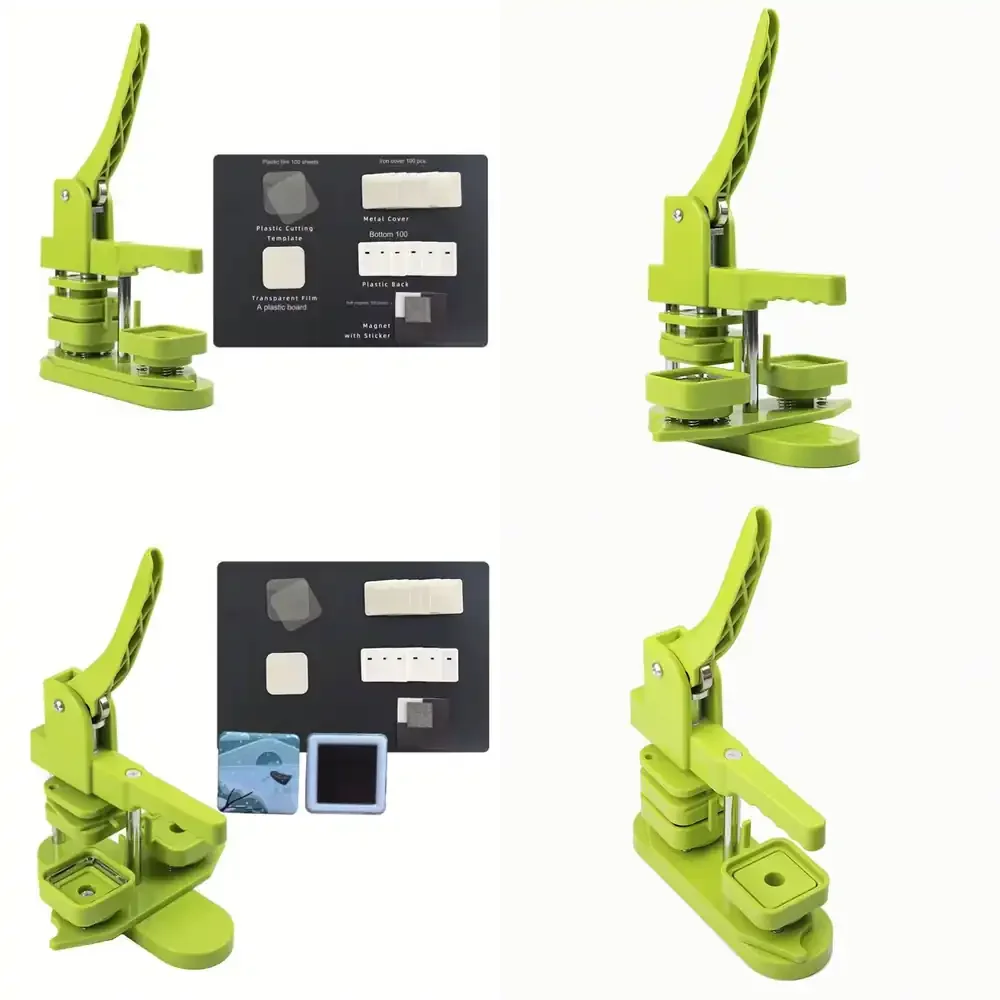 Square Plastic Badge Making Machine Button Pin Maker with PLC Gear & Motor Core Components for Plant Manufacturing