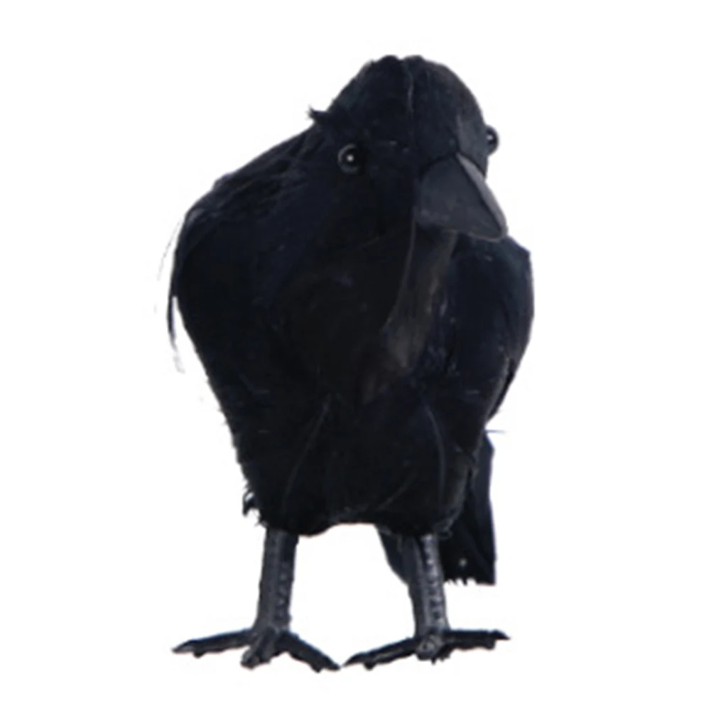 Halloween Black Feathered Crows Realistic DIY Birds Crafts Multifunctional Festive Atmosphere Lifelike Haunted House Decor Props