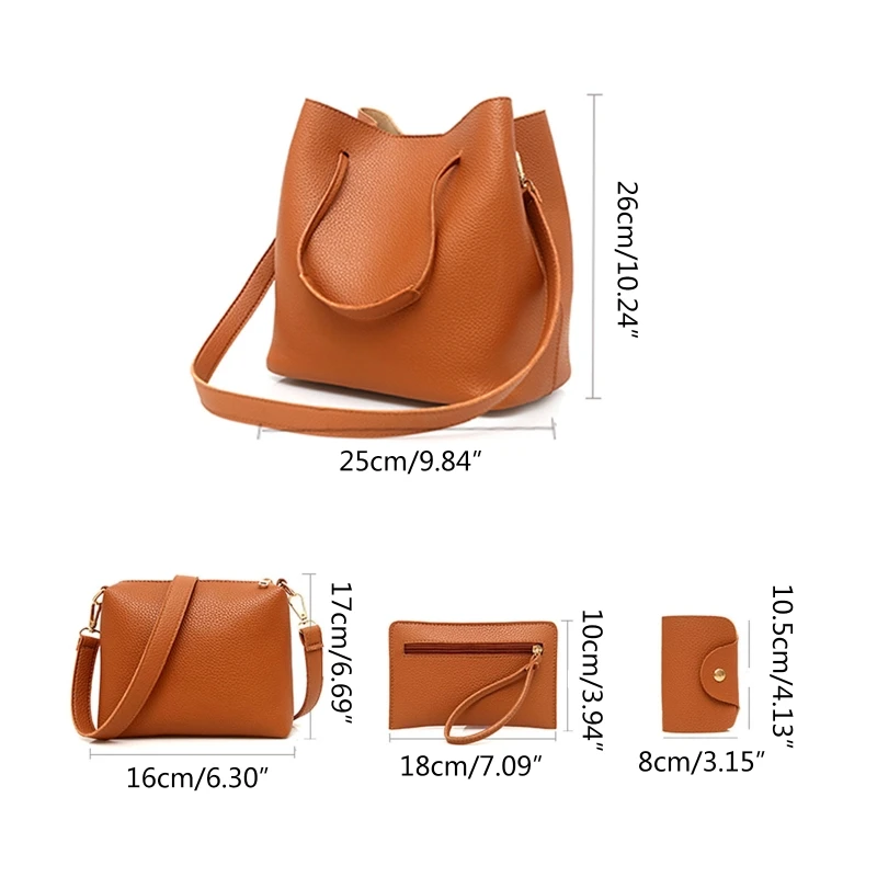 4Pcs Women Bags Set Purse Shoulder Handbag Tote  Satchel Bag Crossbody Card for Case Holder Wallet