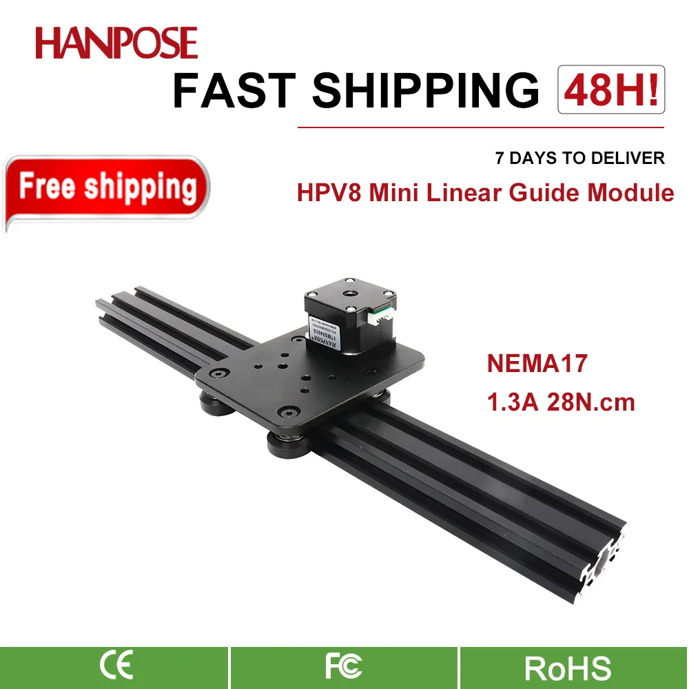 

HPV8 Openbuilds Mini Solid V Slot Belt Linear module and Pinion Linear Actuator 17HS3401 28N.CM 1.3A NEMA17 stepper motor