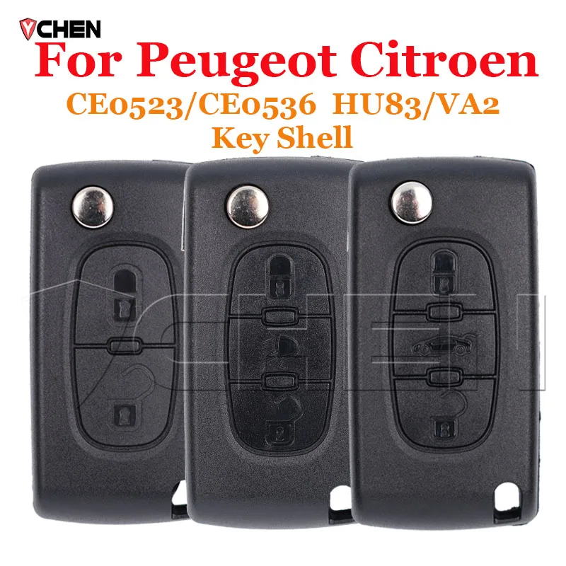 For Peugeot 207 307 308 407 607 807 Remote Key Case For Citroen C2 C3 C4 C5 C6 Flip Folding Car Key Shell 2/3/4 start Buttons