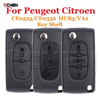 עבור peugeot 207 307 308 407 607 807 מקרה מפתח מרחוק עבור c2 c3 c4 c6 להעיף קיפול פגז מפתח מכונית 2/3/4