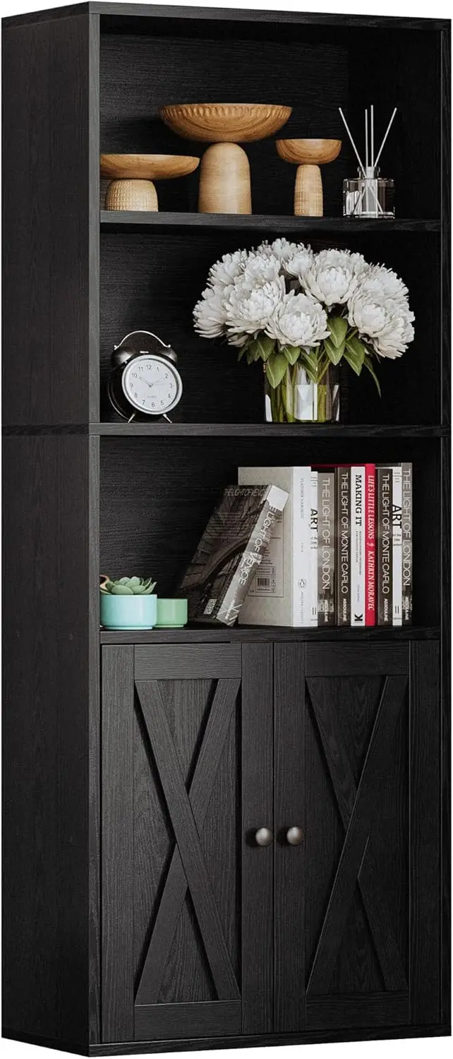

Ironck Industrial Bookshelves And Bookcases With Doors 11.8 In Depth Floor Standing 5 Shelf Display Storage Shelves Bookcase