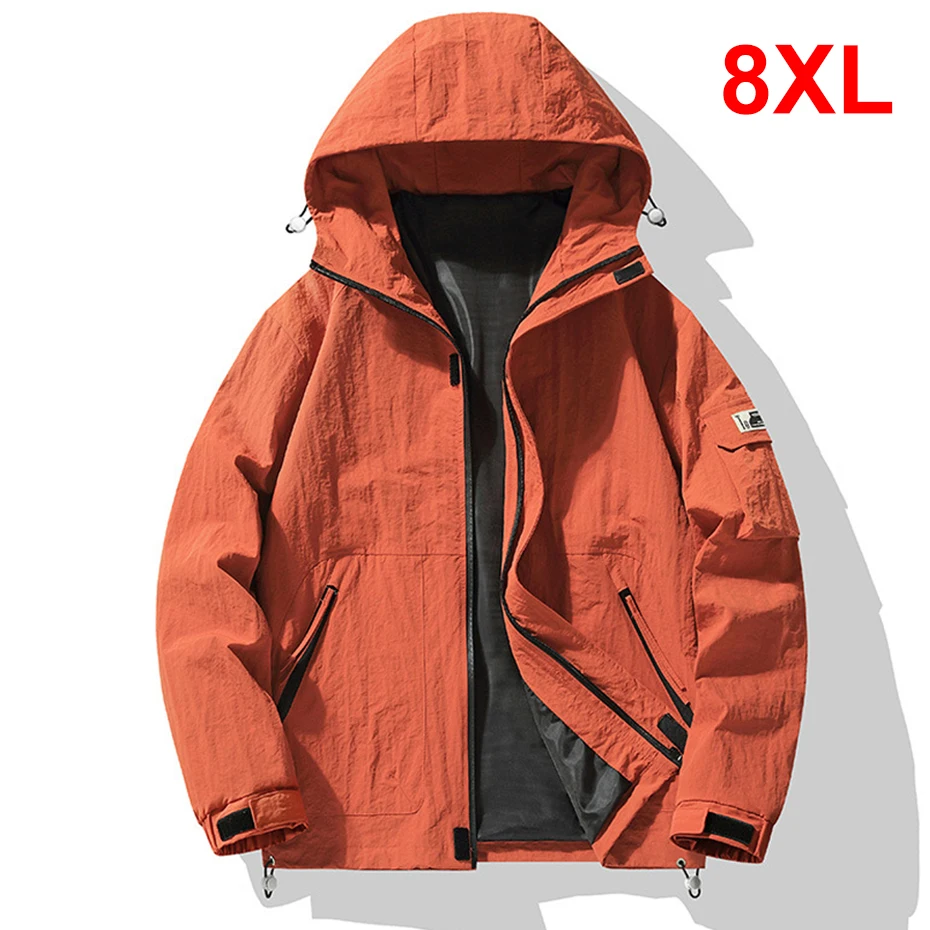 

Мужская однотонная куртка с капюшоном, размеры до 8XL