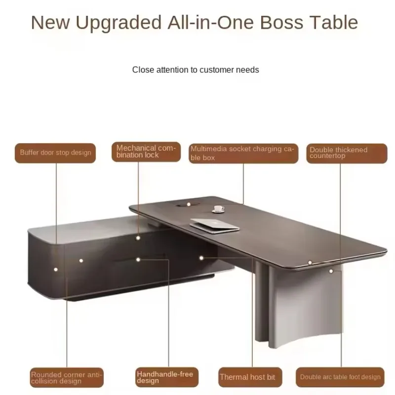 Foshan Furniture Supplier L-Shaped Office Furniture Boss CEO Manager Desk Executive Wooden Office Table