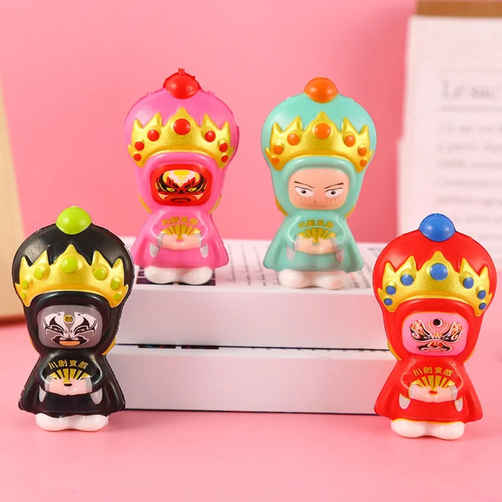 Interesting Face Changing Squeeze Toy Chinese Style Sichuan Opera Cartoon Fidget Toy Sensor PU Cute Pinch Toy Kids Tricky Doll