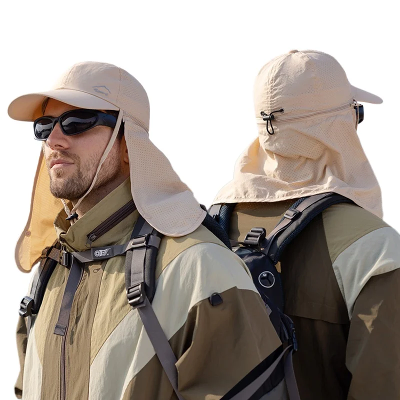 

Summer Quick-drying Sun Hat Outdoor with Shawl Baseball Cap for Men Women Waterproof Sun Protection Visor Climbing Fishing Caps