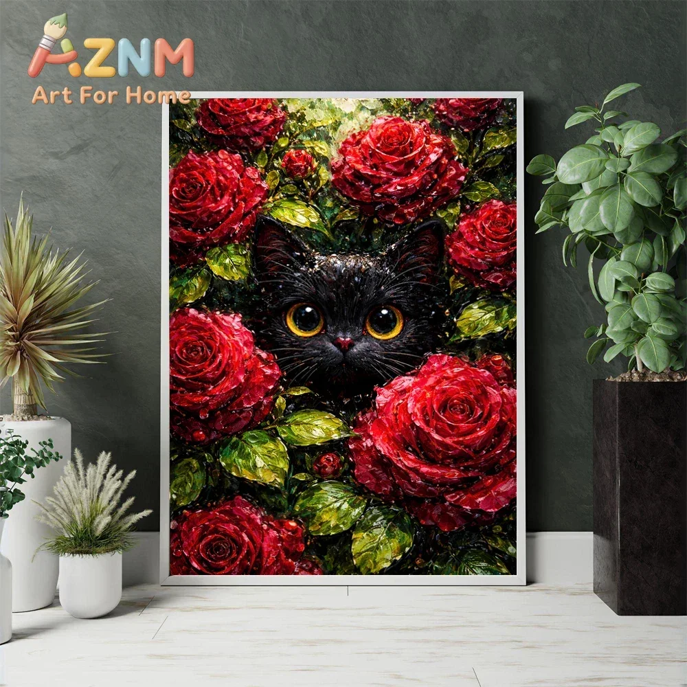 1pc frameless Black Cat The Fine Art Series Posters Cute Cartoon Animals Prints Canvas Painting Cat Wall Art Pictures Home Room