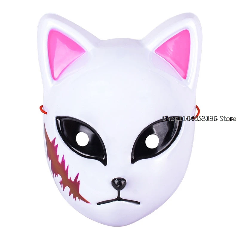 Máscara de zorro demonio de Anime japonés, Cosplay Sabito Makomo Tanjiro, máscaras de animales de plástico gruesas, accesorios de disfraz de fiesta de Halloween de lujo