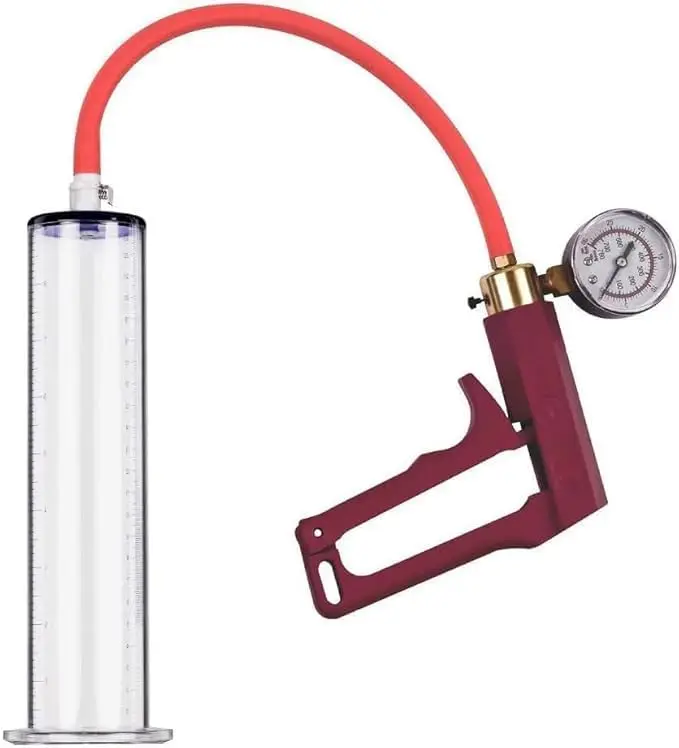 2026 New Upgrade 9"" X 1.75"" Penis Pump With Vacuum Gauge Red Handle, Vacuum Penis, Manual Penis Pump For Men, Enlargement, Pen
