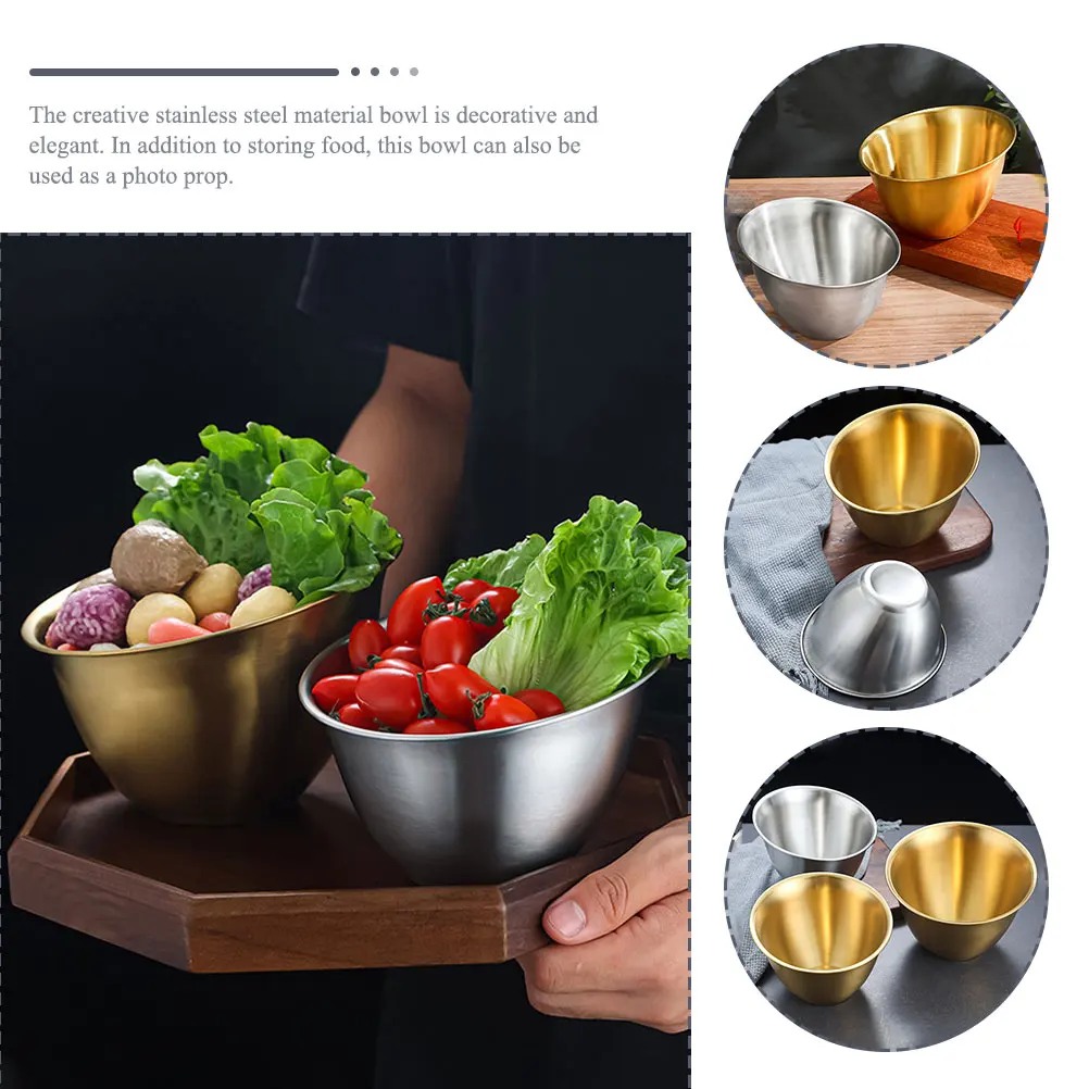 

Lettuce Bowl Stainless Steel Sauce Snack Fruit Vegetable Oblique Mouth Basin Soup Salad Food Container Storage Bowls