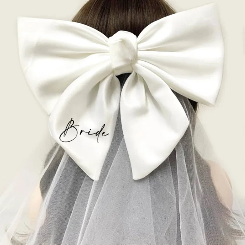 Bride Bow Veil Bachelorette Hen do Party Bach weekend girls trip bridal shower Wedding honeymoon trip decoration gift Photo prop