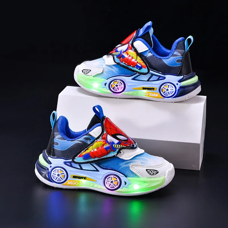 

Kids'Casual Shoes Led Light Cartoon Mesh Autumn Outdoor Sports Shoes For Boys Breathable Anti-slip Black Blue Size 21-30