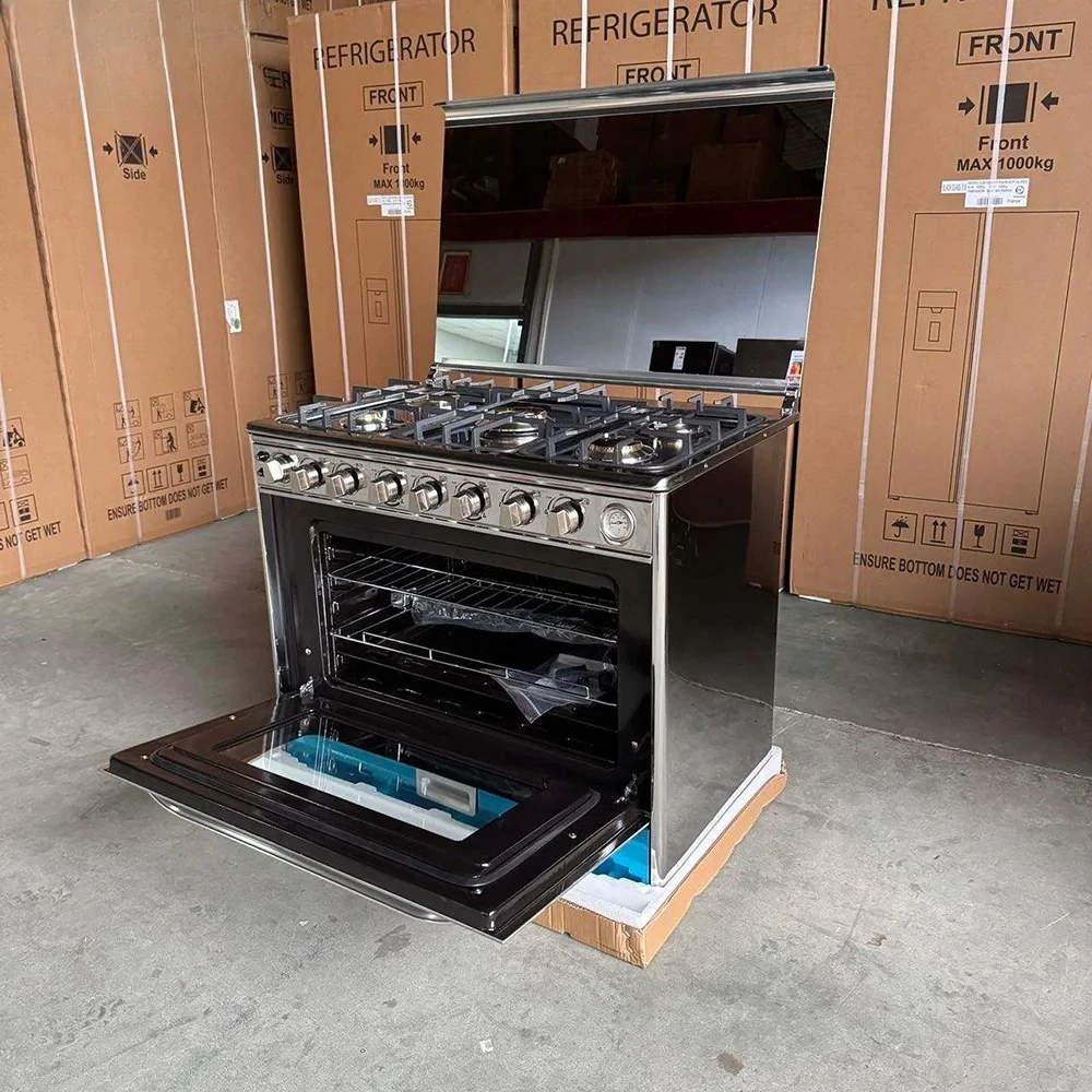 Freestanding Stainless Steel Household Cooker - 5-Heads Burner & Oven Combo