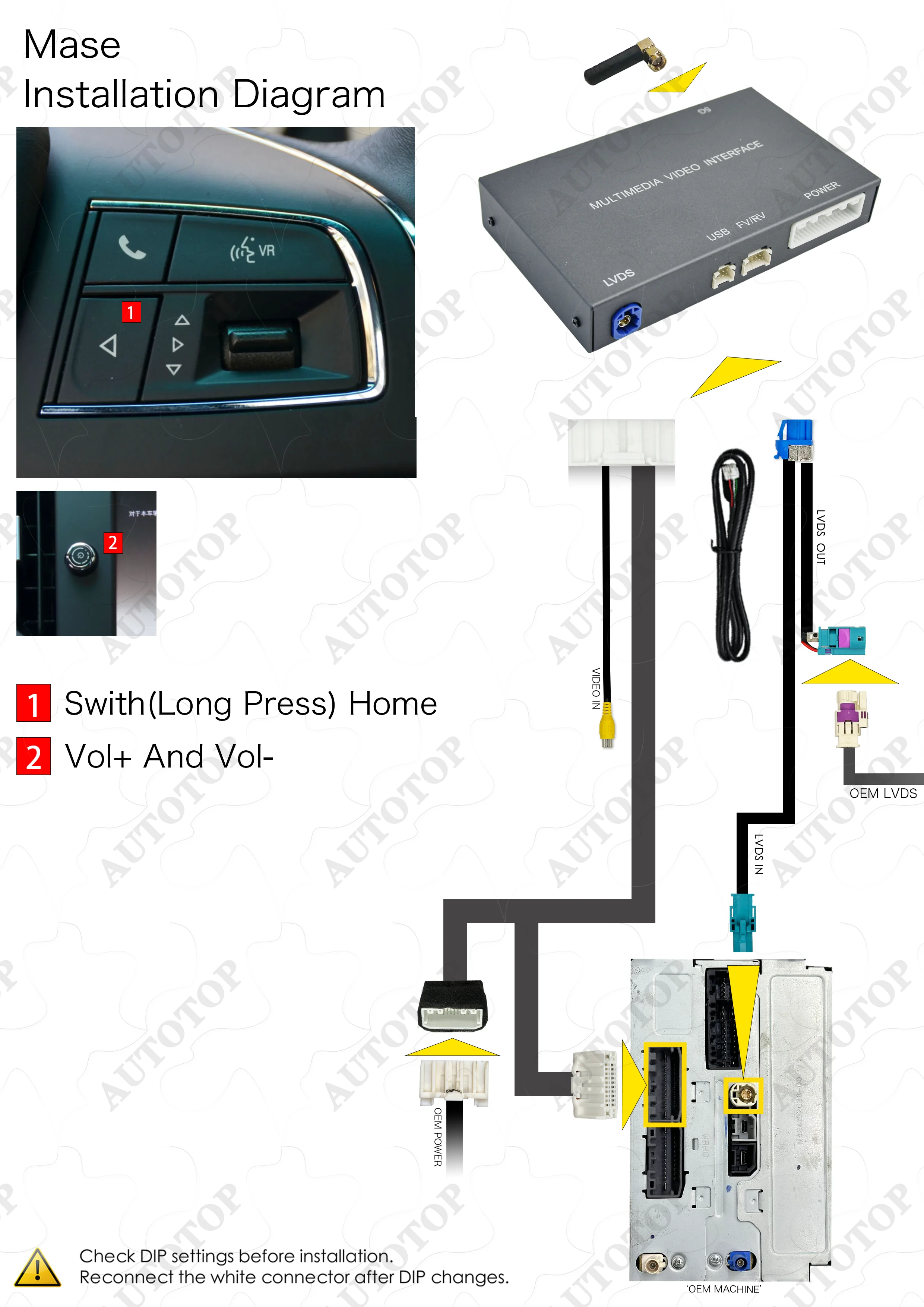AUTOTOP OEM Bildschirm-Upgrade-Decoder für Fiat Freemont Jeep Viaggio 300C Dodge Journey Challenger Commander CarPlay Android Auto – Detail 2