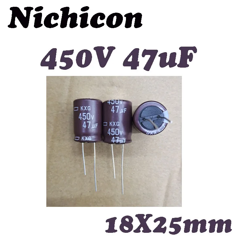 (5pcs)450V47UF KXG 18X25mm Nichicon High-Frequency Low-Resistance Aluminum electrolytic capacitor 47uf 450V