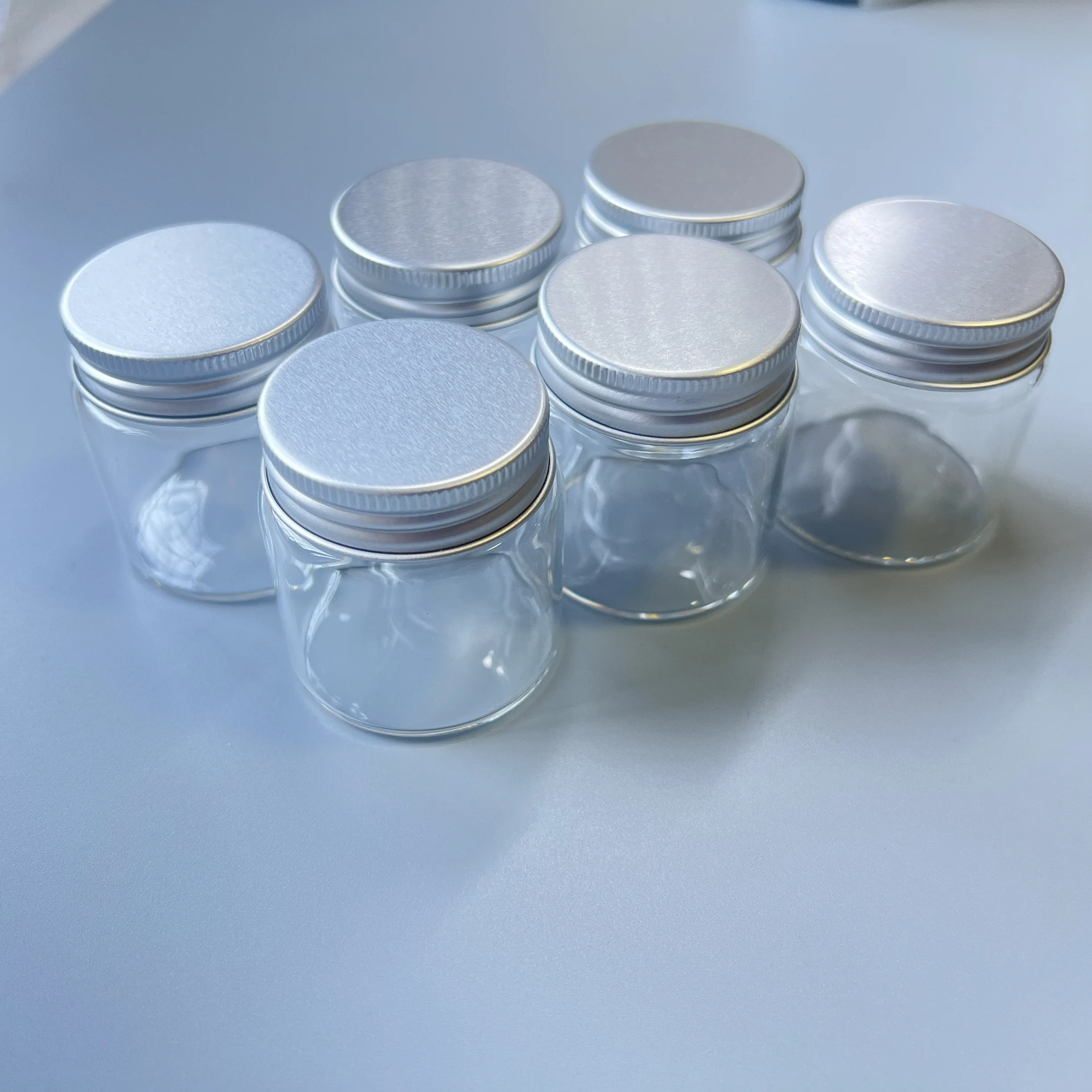 6/12/24 PCS 50ml Glass Jars Silver Screw Lids Airtight Storage Bottles Kitchen Spices Seeds Herbs Pantry Organization DIY Crafts
