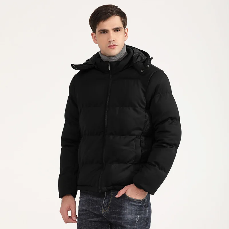 2020 new European and American men's cotton padded clothes thickened solid color imitation down cotton padded clothes short coat