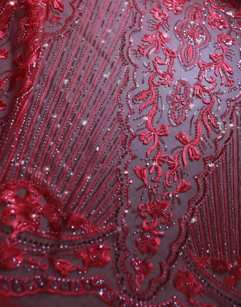 1 jarda novos tecidos de malha - Embroidery Red avaliação e preço