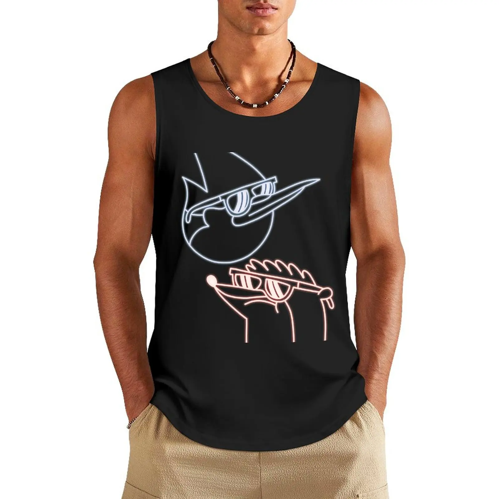 

Mordecai and Rigby neon Tank Top t-shirt for man Vests gym t-shirts