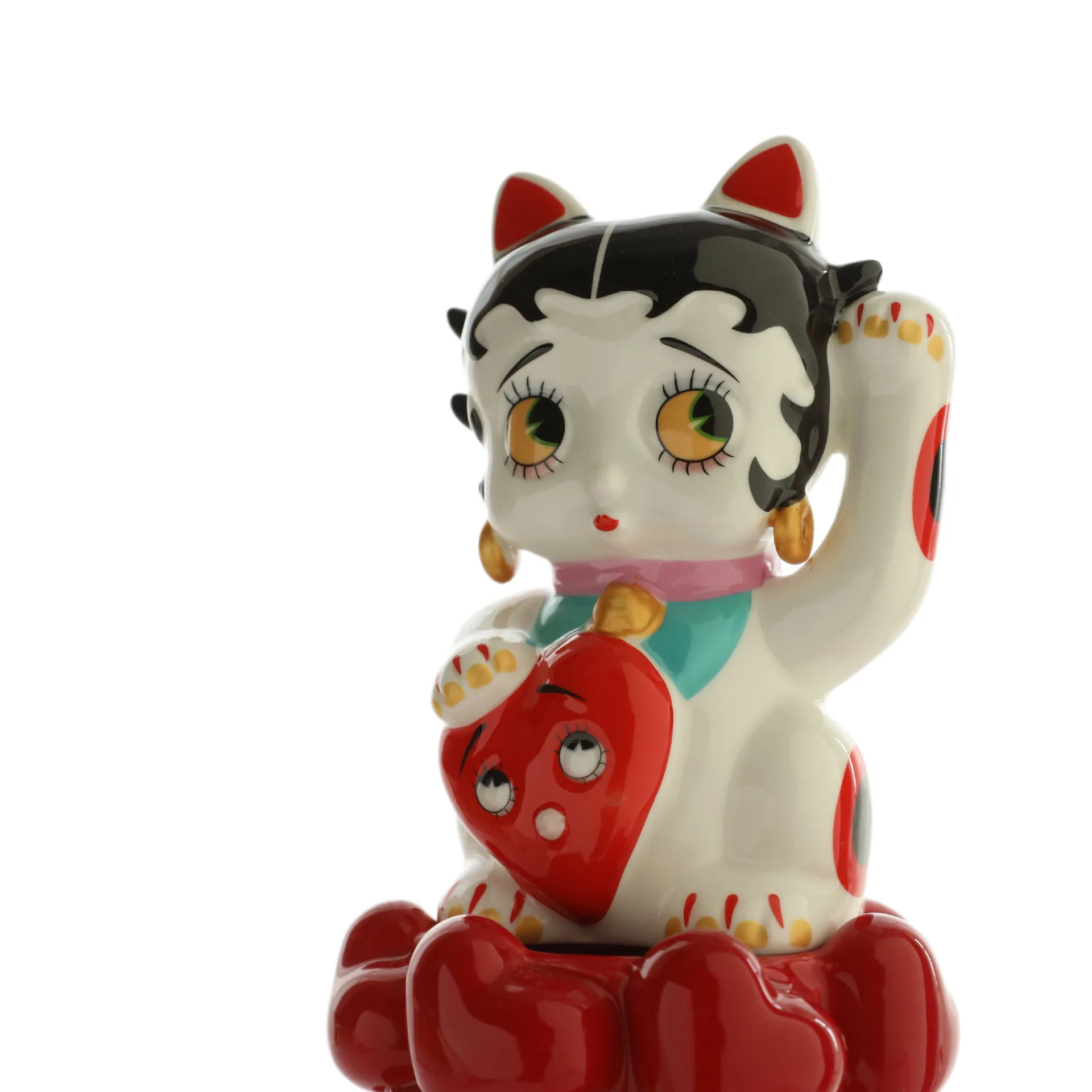 Lucky Cat Ornaments, Couple Style with Lovely Heart-shaped Design, Creative Decorations for Home & Office, Ideal Gift