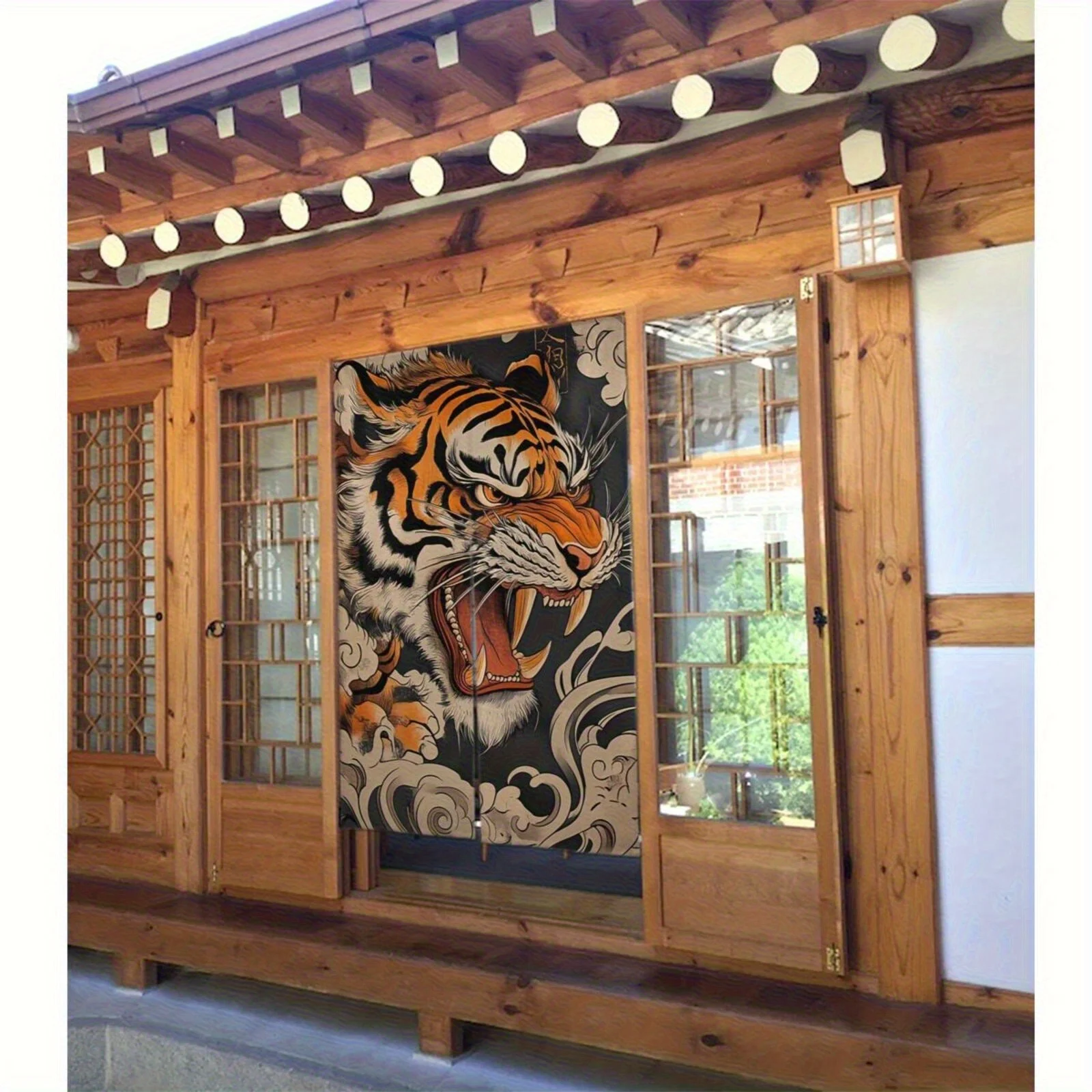 VIKAMA Japanese Ukiyo-e Tiger Door Curtain Kitchen & Bathroom Divider Curtain Bedroom & Entrance Half-Curtain Home Decor