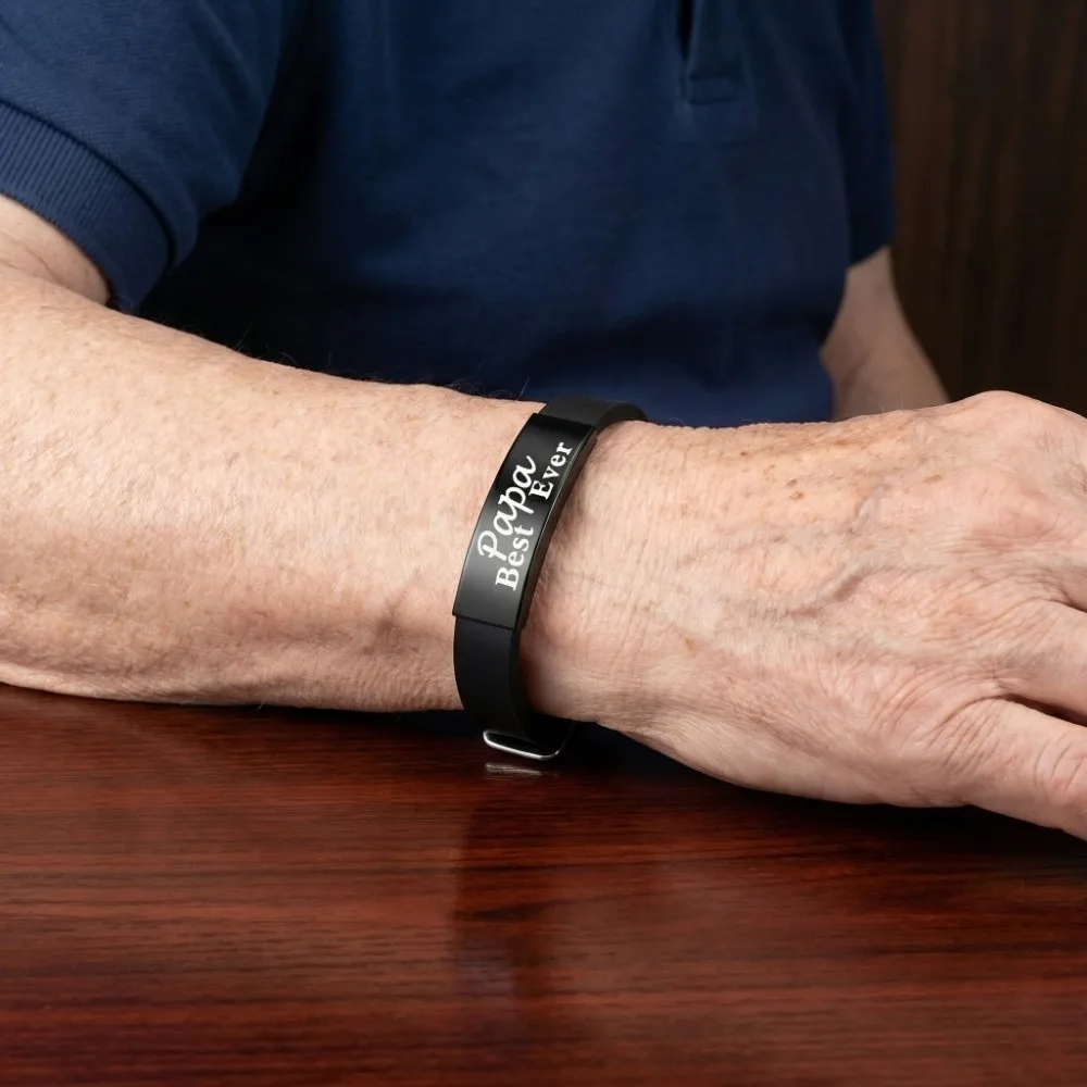 Father's Day Gifts Inspirational Quote Bracelets Wristband Adjustable Family Bracelets Stainless Steel Bracelet for Father