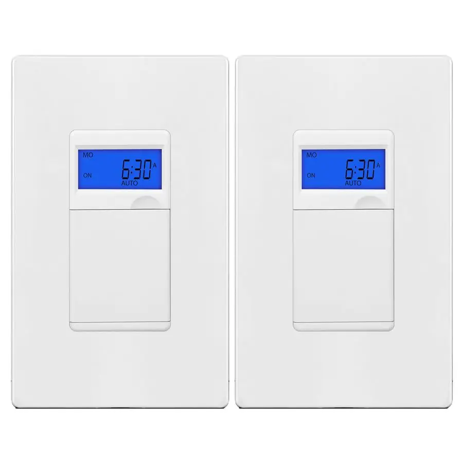 

7 Days Digital inWall Programmable Timer Switch for Lights, Fans, and Motors, Neutral Wire Required,7Day 18 ON Off Timer Setting