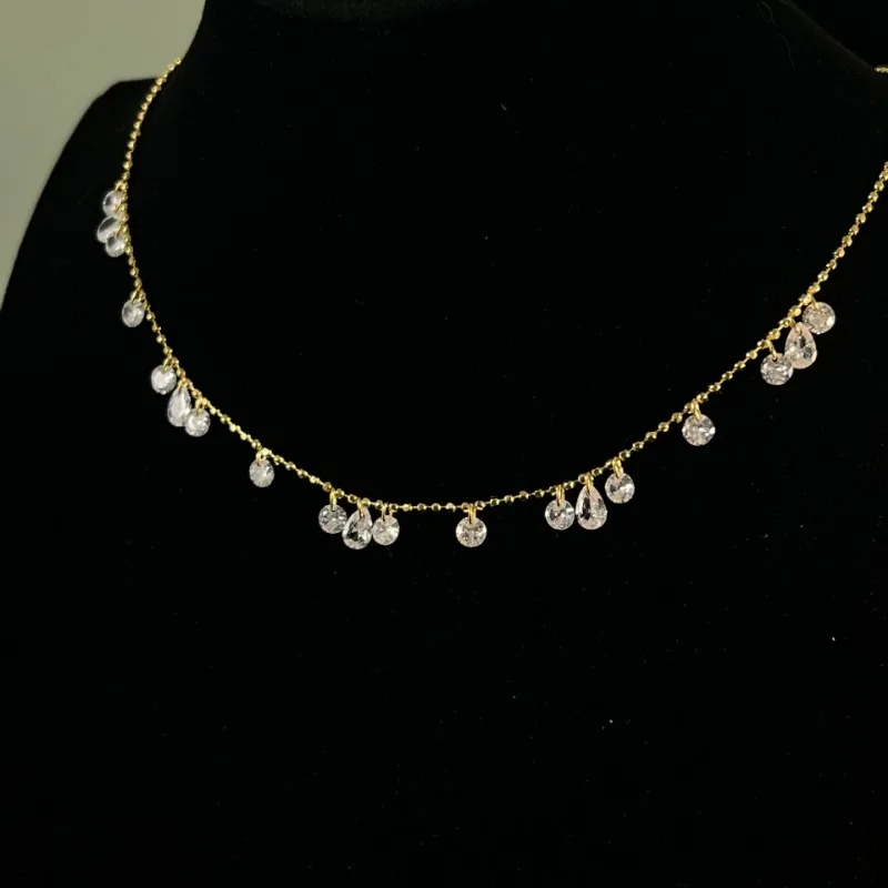 

Summer Water Drop Collarbone Chain Handmade Niche Design Light Luxury Pull Adjustable Length Necklace