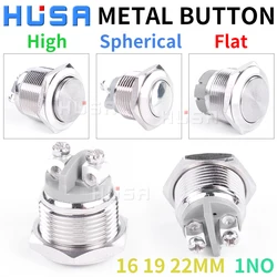 1NO 16 19 22mm Screw feet termina Momentary metal push button switch 1NOl for auto push button flat spherical high color no led