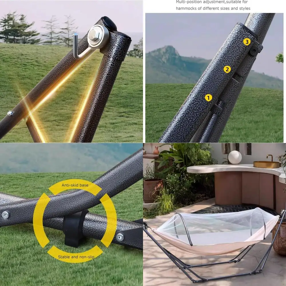 Heavy-Duty Double Hammock with Stand and Mosquito Net