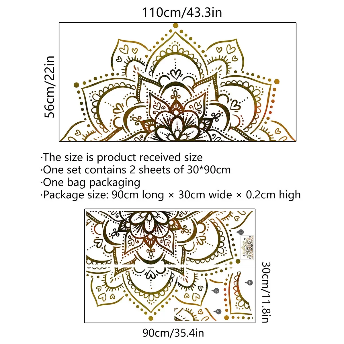 Creative For DIY Home Decor With Removable Lotus Mandala PVC Wall Sticker Suitable For Various Indoor Environments