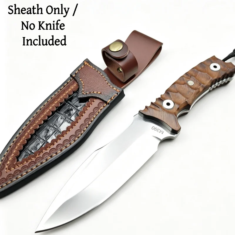 Crocodile Texture Spliced Split Cowhide Knife Sheath Waist Belt Carry Tool Scabbard Sheath Only No Knife Included view 2